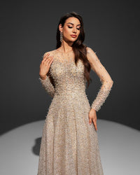 HKM-070483 Champagne Evening Gown for Women - Elegant Model EZ25063