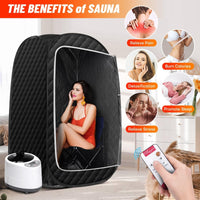 HKM-084499 Portable Full Body Steam Sauna Tent with 2.6L Steam Generator, Remote Control, and Folding Chair