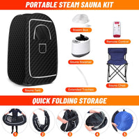 HKM-084499 Portable Full Body Steam Sauna Tent with 2.6L Steam Generator, Remote Control, and Folding Chair