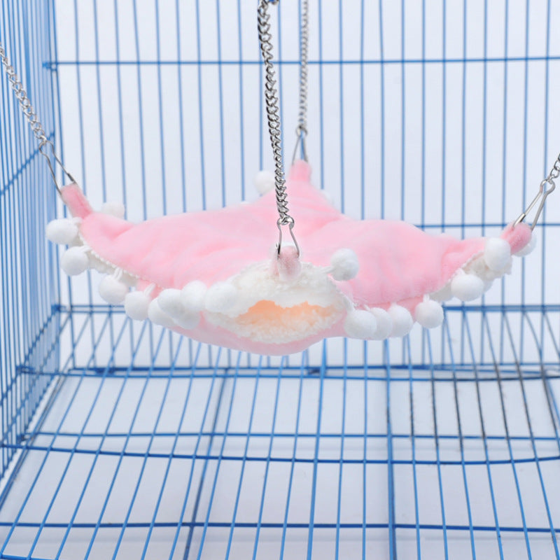 HKM-302931 Cozy Plush Hanging Squirrel Sleeping Bag Hammock in Blue, Pink, and Yellow
