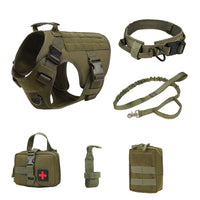 HKM-620115 Dog Training Tactical Vest Set - 6-Piece Combat Outfit in Black, Army Green, Brown, and CP Camouflage