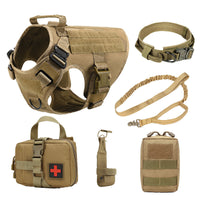 HKM-620115 Dog Training Tactical Vest Set - 6-Piece Combat Outfit in Black, Army Green, Brown, and CP Camouflage