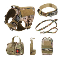 HKM-620115 Dog Training Tactical Vest Set - 6-Piece Combat Outfit in Black, Army Green, Brown, and CP Camouflage