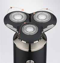 HKM-050579 Rechargeable Lithium Shaver with 3 Rotating Blades and Waterproof Design
