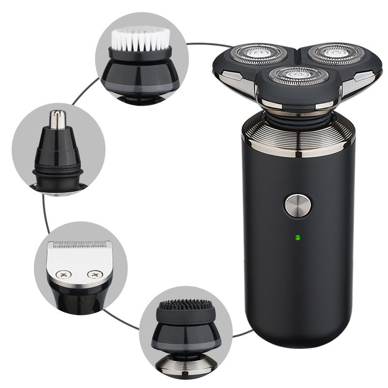 HKM-050579 Rechargeable Lithium Shaver with 3 Rotating Blades and Waterproof Design