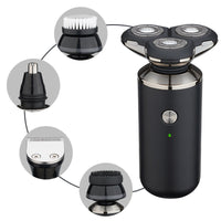 HKM-050579 Rechargeable Lithium Shaver with 3 Rotating Blades and Waterproof Design