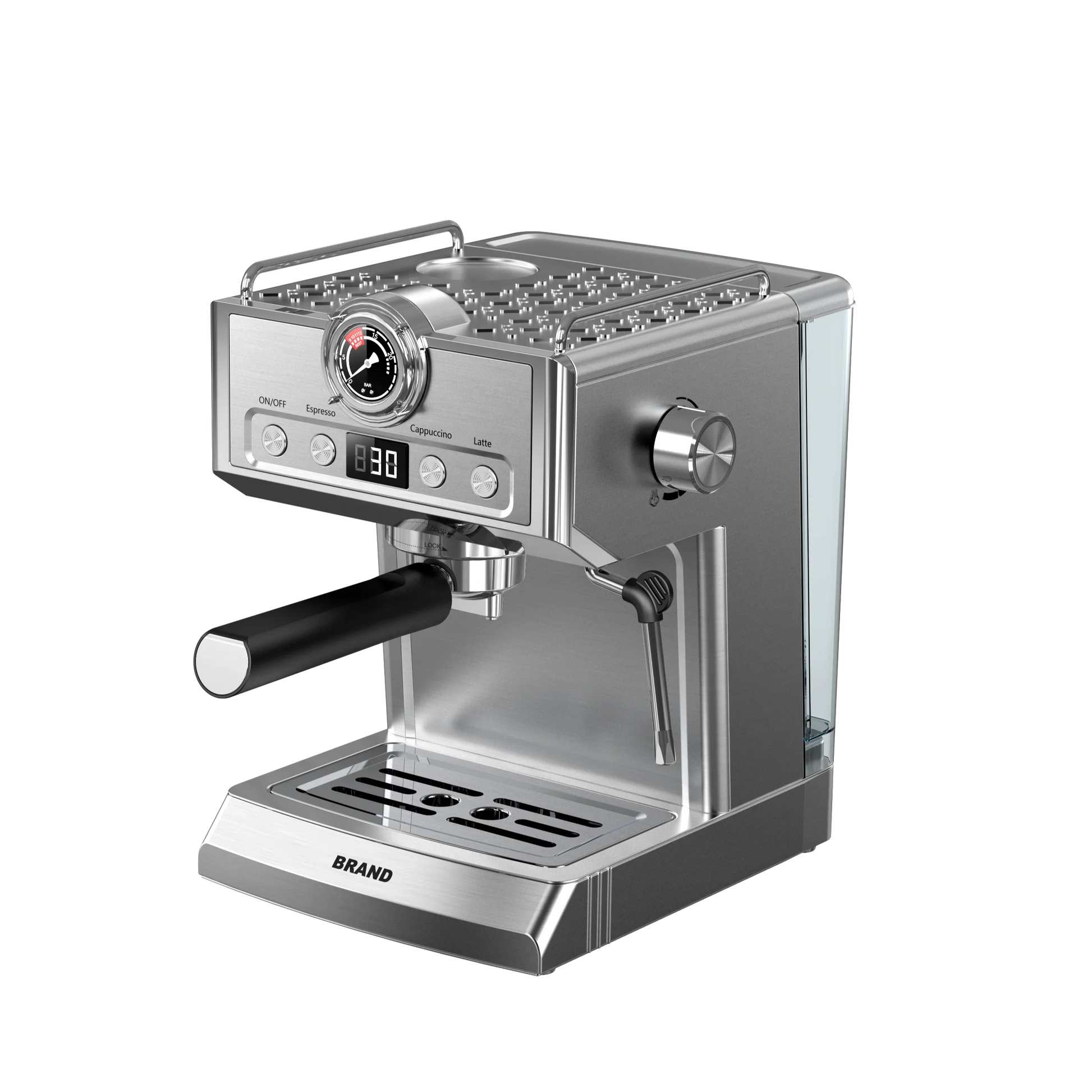 KTX-165523 20 Bar Electric Espresso Coffee Maker with Pressure Meter Display and Professional ULKA Pump