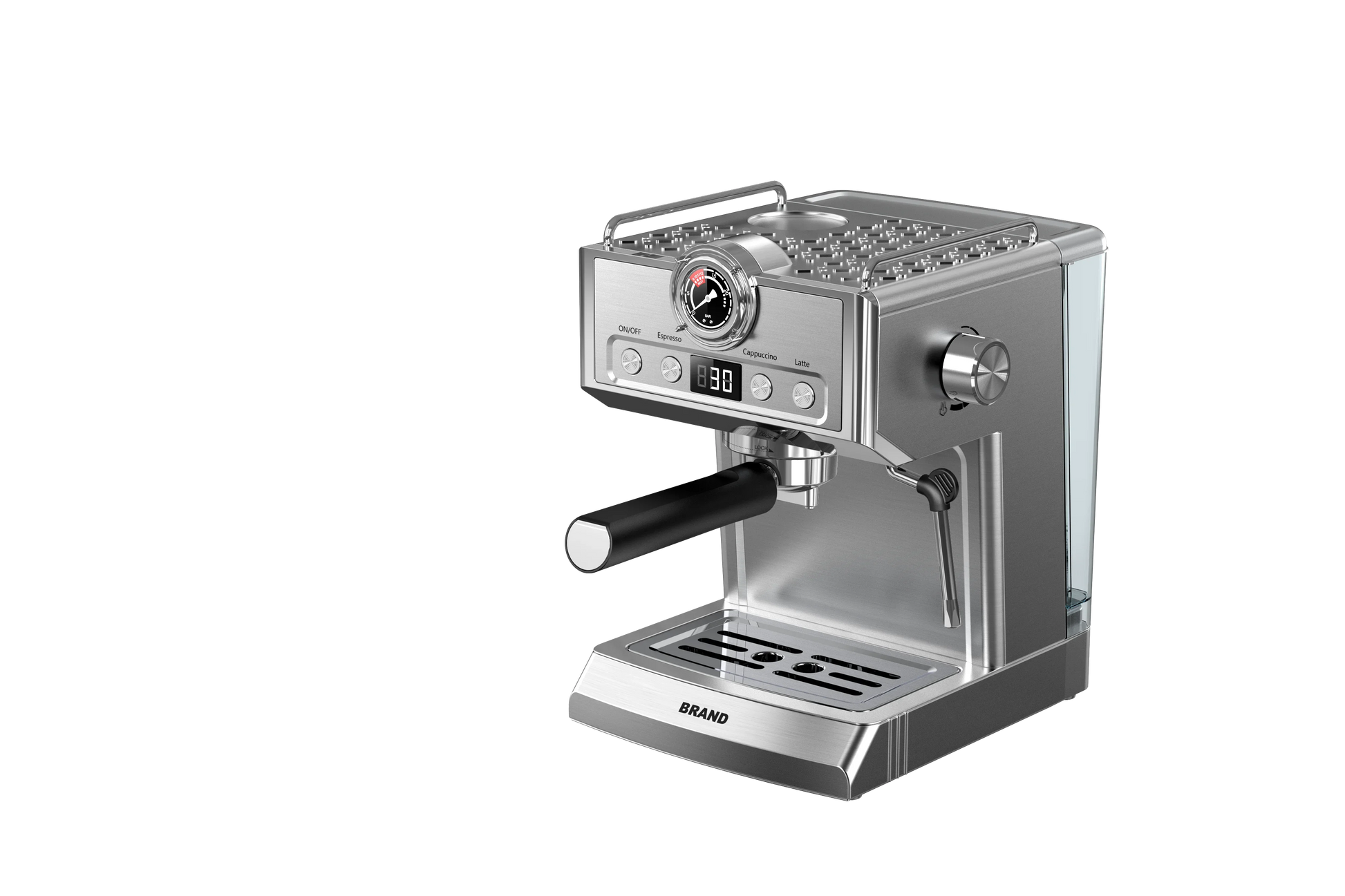 KTX-165523 20 Bar Electric Espresso Coffee Maker with Pressure Meter Display and Professional ULKA Pump