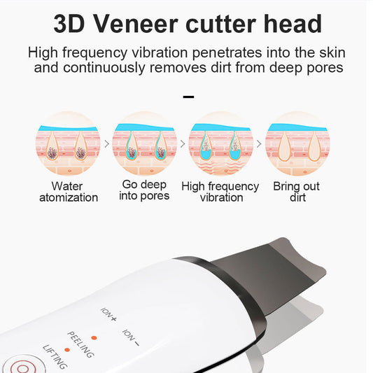 HKM-132435 Ultrasonic Skin Scrubber Face Spatula for Deep Cleaning and Lifting, Handheld Mini Facial Tool with USB Charging
