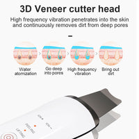 HKM-132435 Ultrasonic Skin Scrubber Face Spatula for Deep Cleaning and Lifting, Handheld Mini Facial Tool with USB Charging