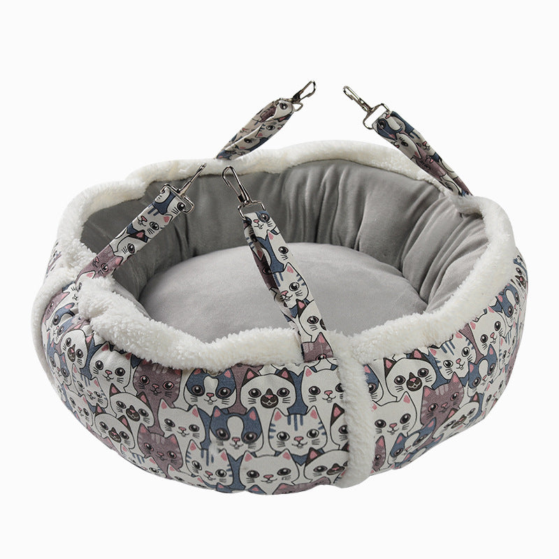 HKM-300627 Cozy Multi-functional Cat Hammock Nest with Semi-Enclosed Design