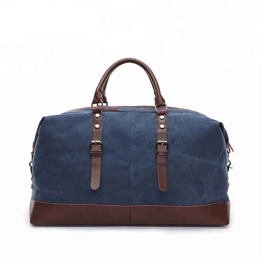 JMT-286346 Casual Canvas Duffel Bag with Imitation Leather Accents - Large Capacity Travel Handbag for Men