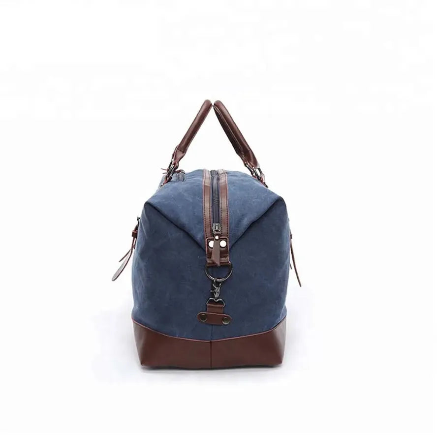 JMT-286346 Casual Canvas Duffel Bag with Imitation Leather Accents - Large Capacity Travel Handbag for Men