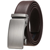 HKM-192659 Men's Automatic Buckle Belt with Zinc Alloy Buckle and First Layer Cowhide Leather