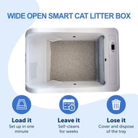 HKM-020371 Smart Litter Box with Wide Opening and Automatic Cleaning Feature for Cats