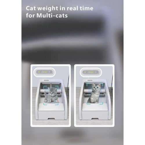 HKM-020371 Smart Litter Box with Wide Opening and Automatic Cleaning Feature for Cats