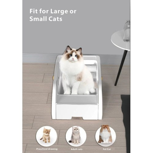 HKM-020371 Smart Litter Box with Wide Opening and Automatic Cleaning Feature for Cats