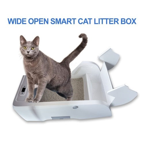 HKM-020371 Smart Litter Box with Wide Opening and Automatic Cleaning Feature for Cats