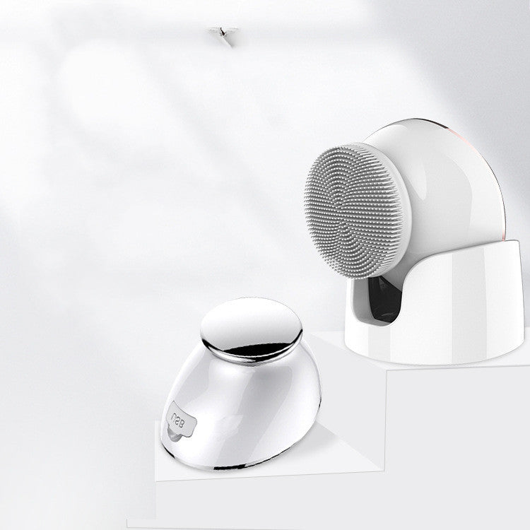 HKM-239635 Ultrasonic Electric Face Cleansing Device with Temperature Sensor in Pearl White