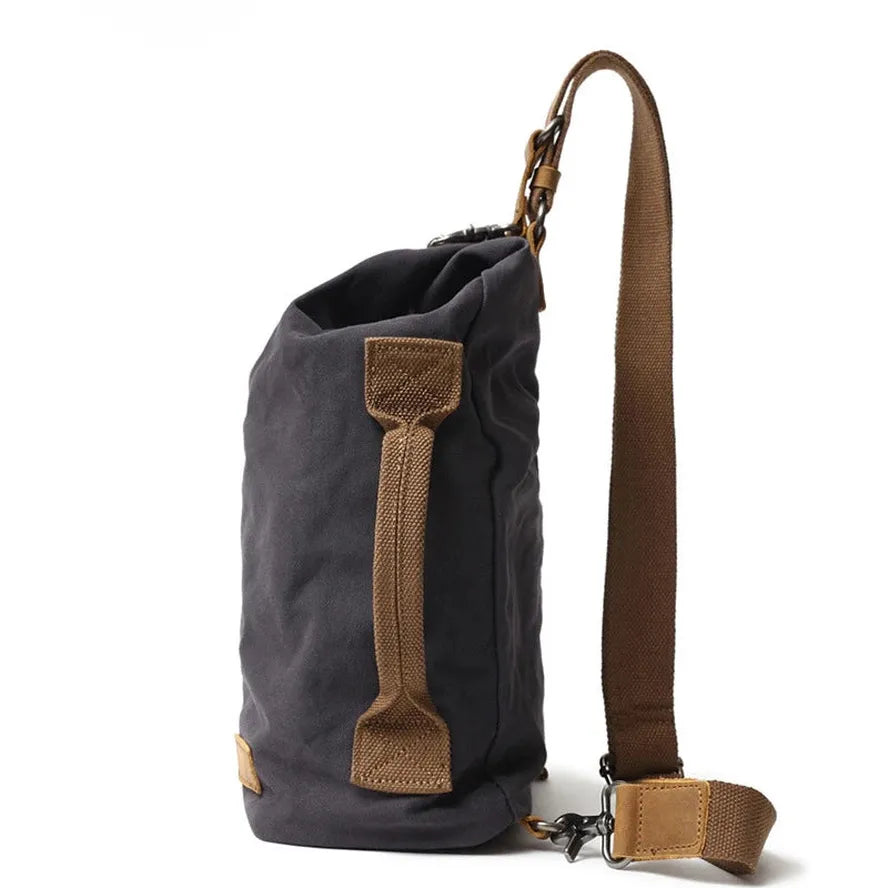 HKM-369171 Retro Canvas Crossbody Shoulder Bag for Men, Casual Outdoor Chest Bag