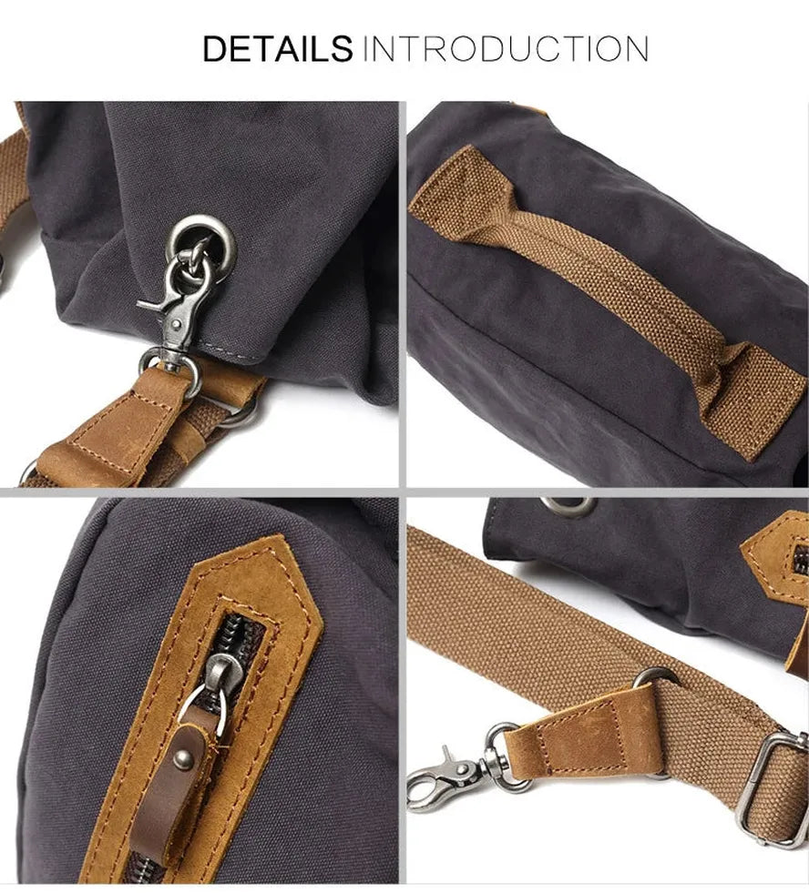 HKM-369171 Retro Canvas Crossbody Shoulder Bag for Men, Casual Outdoor Chest Bag