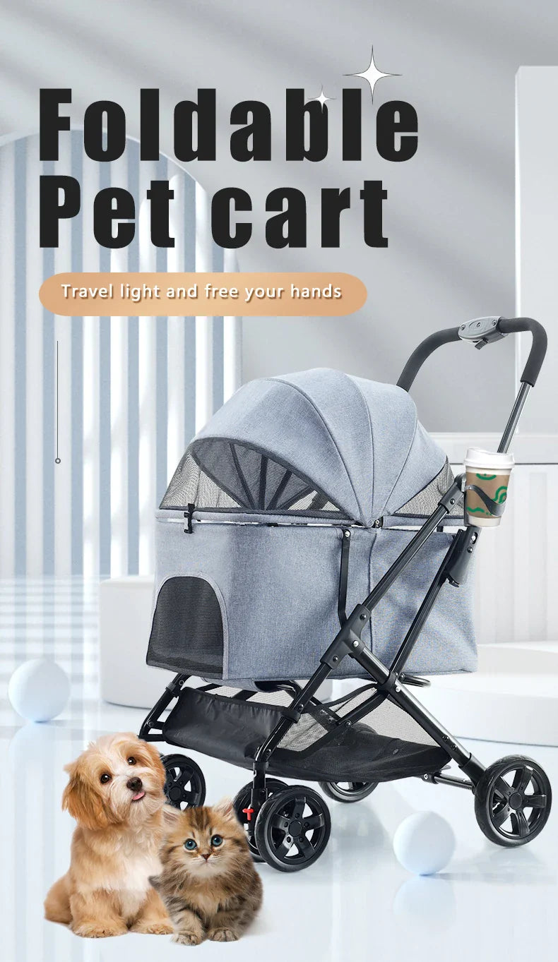 JMT-288202 Luxury Folding Outdoor Dog Stroller with Comfortable Pet Trolley Design