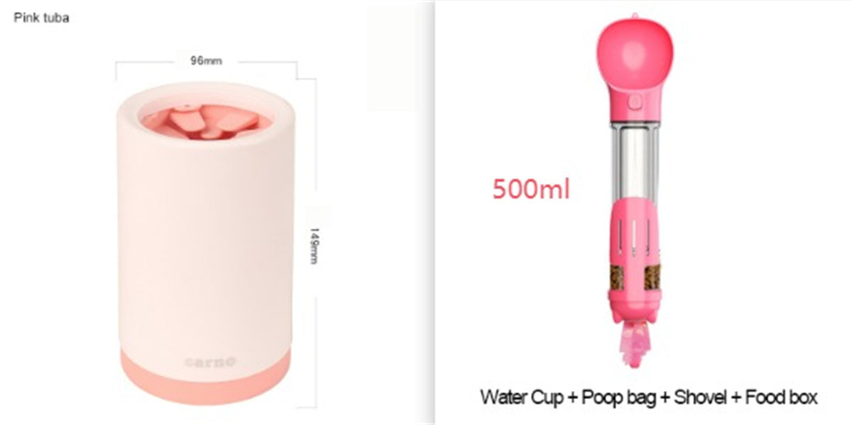 HKM-333139 Pet Foot Washing Cup - Plastic Cleaner for Small and Large Dogs in Green, Pink, and Gray
