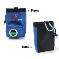 HKM-952531 Pet Training Feeding Bag - Durable Oxford Cloth Snack Pocket in Brown and Blue, 15x9.5x10.5cm