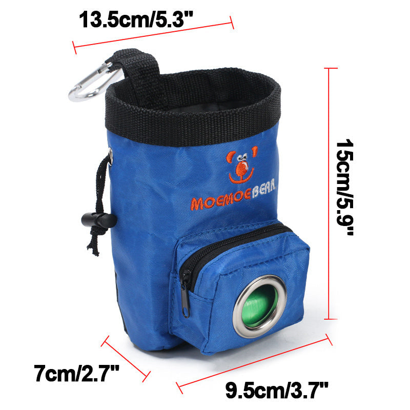 JMT-289418 Pet Training Feeding Bag - Durable Oxford Cloth Snack Pocket in Brown and Blue, 15x9.5x10.5cm