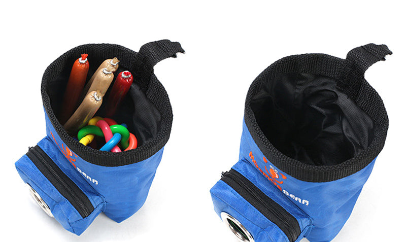 JMT-289418 Pet Training Feeding Bag - Durable Oxford Cloth Snack Pocket in Brown and Blue, 15x9.5x10.5cm