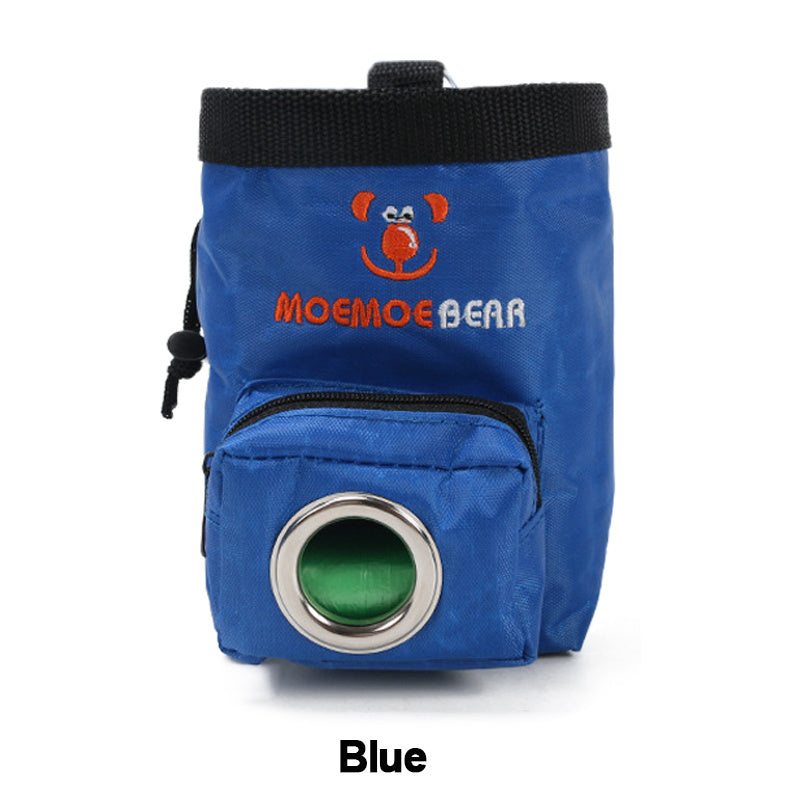 JMT-289418 Pet Training Feeding Bag - Durable Oxford Cloth Snack Pocket in Brown and Blue, 15x9.5x10.5cm