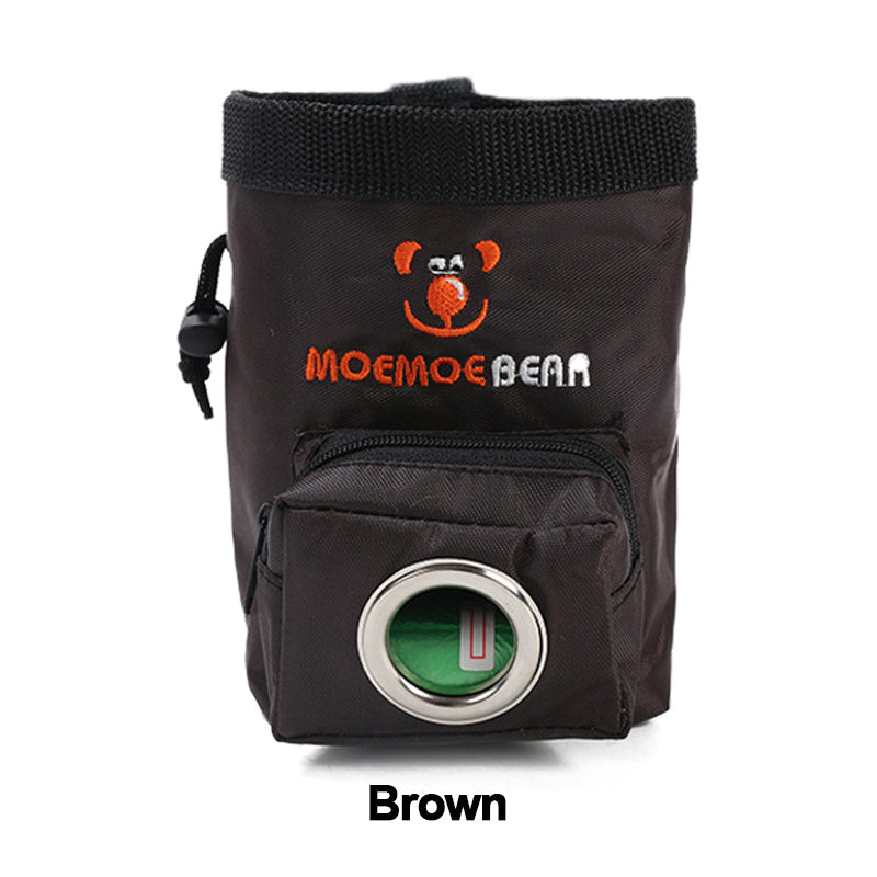 JMT-289418 Pet Training Feeding Bag - Durable Oxford Cloth Snack Pocket in Brown and Blue, 15x9.5x10.5cm