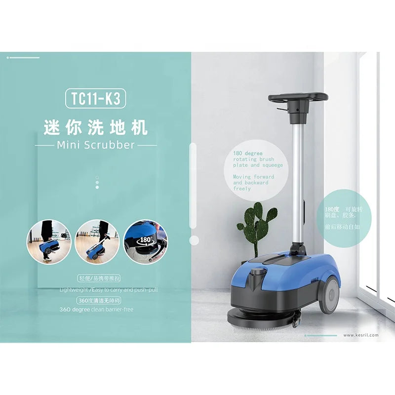KTX-014035 Compact Walk-Behind Mini Floor Scrubber for Tile and Hard Surfaces