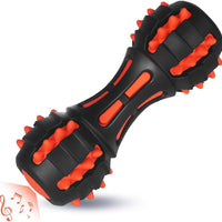 HKM-725651 Durable Dumbbell Dog Chew Toy for Medium to Large Breeds - Indestructible Squeaky Rubber for Aggressive Chewers