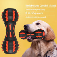 HKM-725651 Durable Dumbbell Dog Chew Toy for Medium to Large Breeds - Indestructible Squeaky Rubber for Aggressive Chewers