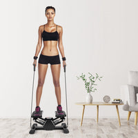 HKM-702611 Compact Mini Stepper with Resistance Bands - Quiet Home Workout Equipment with Digital Timer, Supports 330.7 lbs