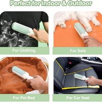 HKM-675475 Reusable Pet Hair Remover Roller with Non-Slip Handle and Self-Cleaning Base for Easy Fur Removal from Furniture and Car Seats