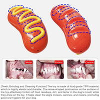 HKM-578451 Durable Indestructible Dog Chew Toy for Aggressive Chewers - Dual Function Rubber Toy for Teeth Cleaning and Squeaky Fun