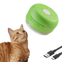 HKM-477715 Rechargeable 3-in-1 Cat Steaming Brush for Hair Removal and Massage, Silicone Design for Cats and Dogs