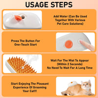 HKM-131923 4-in-1 Cat and Dog Grooming Brush with Steam, Anti-Static Shedding Comb, and Water Mist for Indoor Grooming