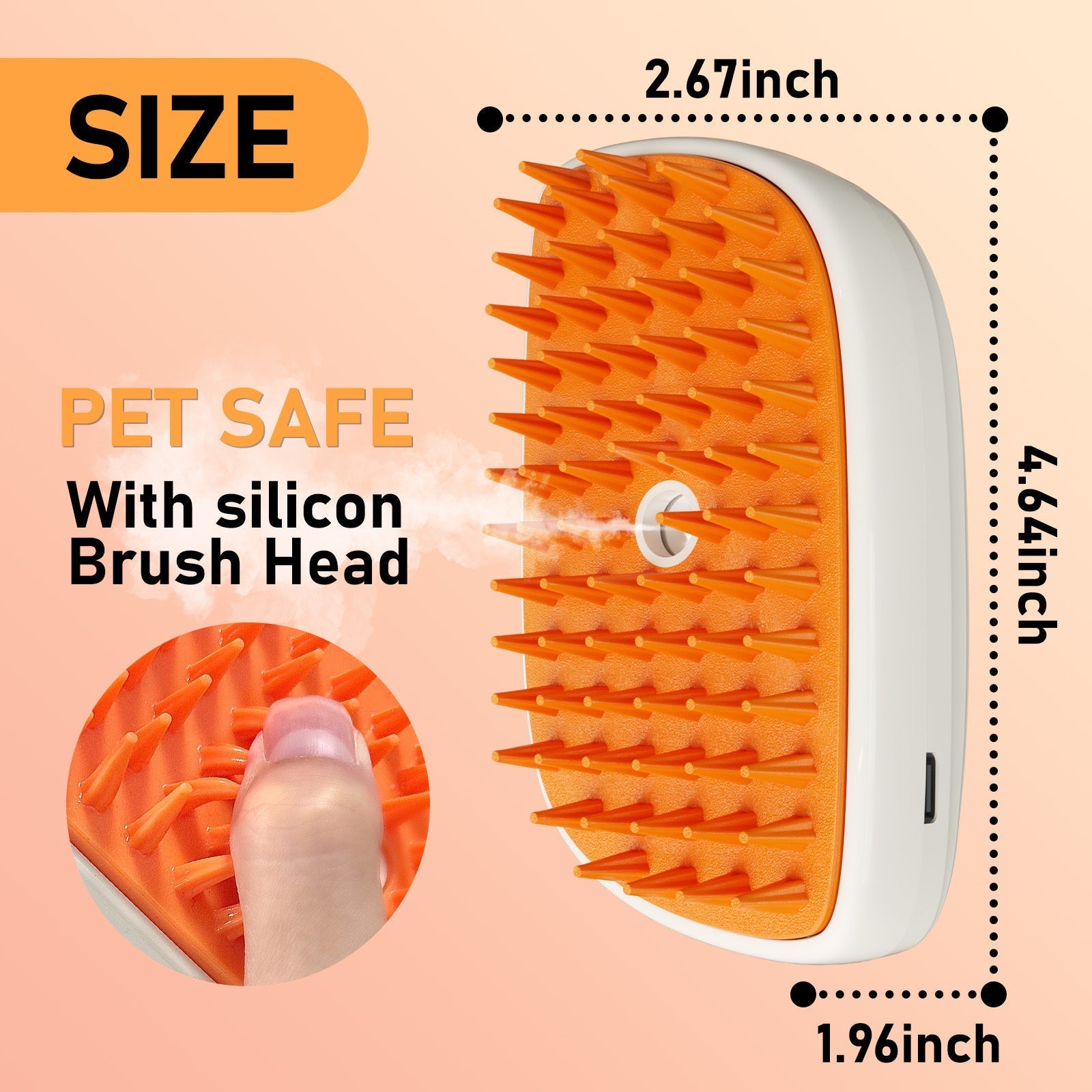 HKM-131923 4-in-1 Cat and Dog Grooming Brush with Steam, Anti-Static Shedding Comb, and Water Mist for Indoor Grooming