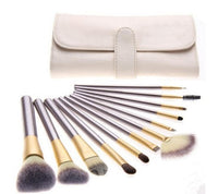 HKM-917523 Persian Makeup Brush Set - Rice White Brushes with Champagne Color Handles