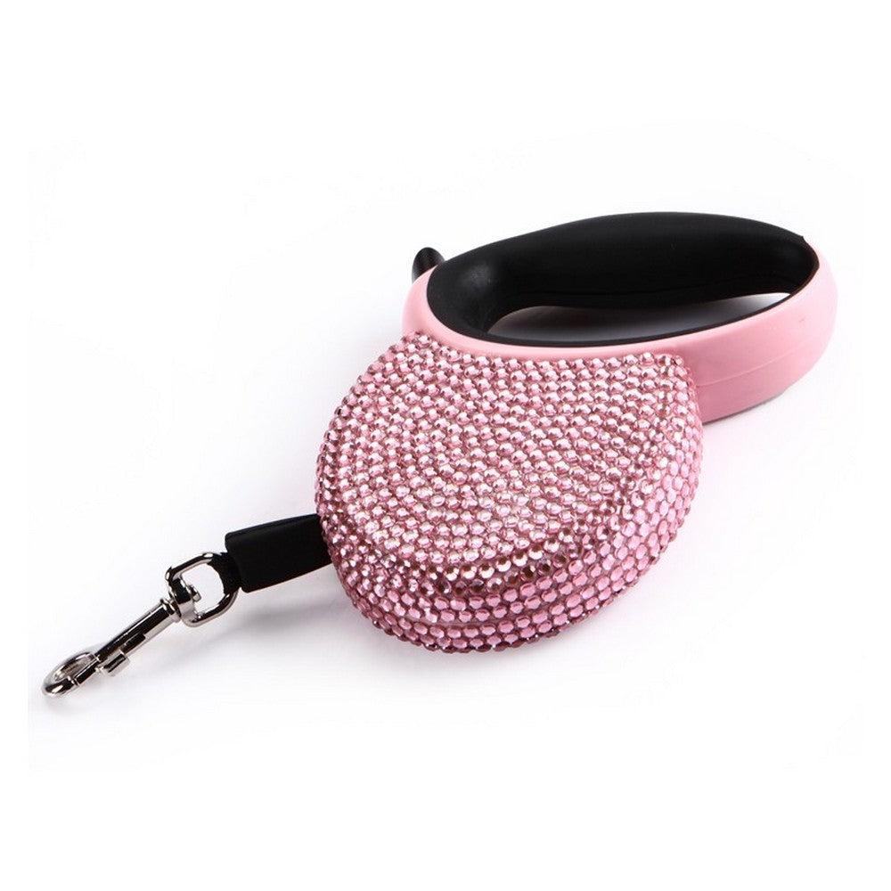 HKM-626707 Diamond-Studded Telescopic Dog Exercise Tract with 3m Flat Belt for Small Pets Under 15kg