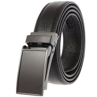 HKM-052691 Men's Genuine Leather Automatic Buckle Belt - Black Business Classic Style