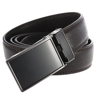 HKM-052691 Men's Genuine Leather Automatic Buckle Belt - Black Business Classic Style