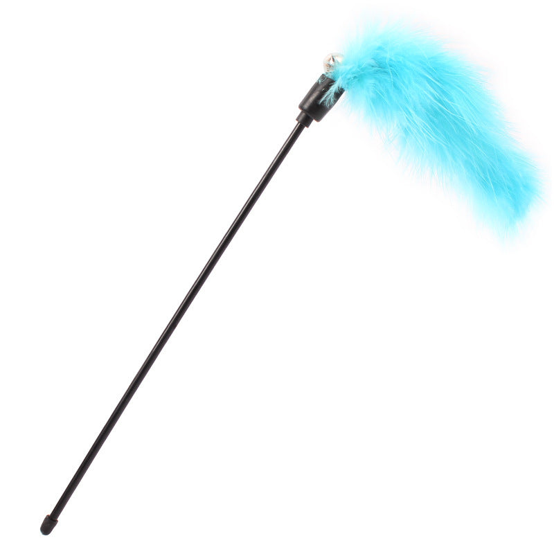HKM-032915 Colorful Short Plush Cat Teaser Stick - 26x15cm Fun Interactive Toy