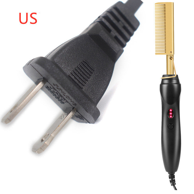 HKM-368723 Electric Curling Comb for Wet and Dry Hair - Adjustable Temperature Ceramic Hot Comb with 360-Degree Rotating Cord