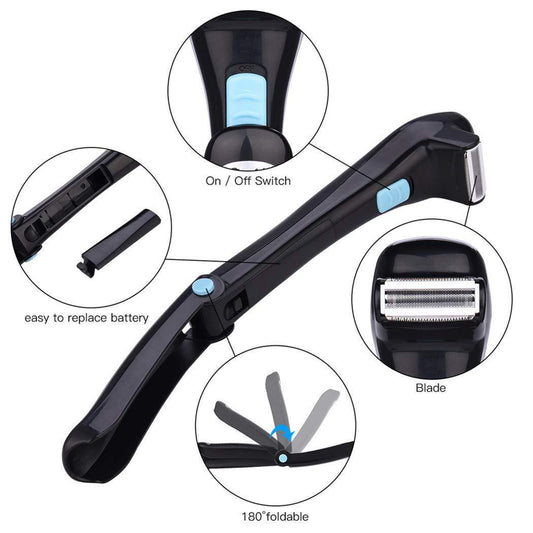 HKM-268755 Folding Electric Body Shaver for Whole Body Hair Removal - Battery Operated