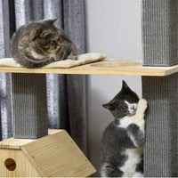 HKM-056275 Cozy Cat Tree with Double House, Running Wheel, and Plush Cushions for Cats Under 11 lbs