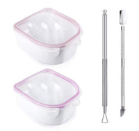 HKM-316755 Double Layer Manicure Tool Set with Nail Soaking Bowl and Removers - Available in Multiple Colors